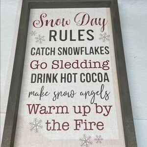 Snow Day Rules Holiday Wall Art - Red, Gray, Black